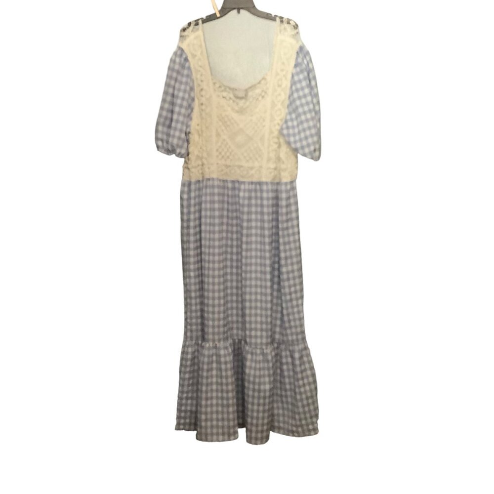 ASOS Design Curve Blue Gingham Crochet Lace Maxi Dress Women Sz 24 Countrycore